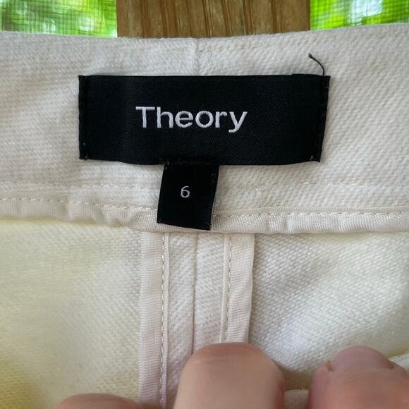 Theory Women's Moleskin Twill Crop Pant Cream Size 6 - Picture 5 of 6